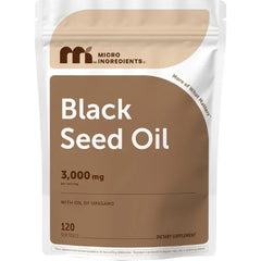 Micro Ingredients Black Seed Oil 3,000mg, 120 Softgels | 2-in-1 Formula with Oil of Oregano, Carvacrol & Thymoquinone | Plant Based, Non-GMO