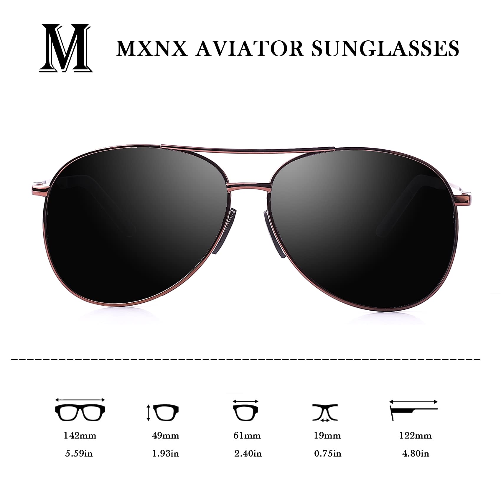 Aviator Sunglasses for Men Polarized Women-mxnx UV Protection Lightweight Driving Fishing Sports Mens Sunglasses MX208