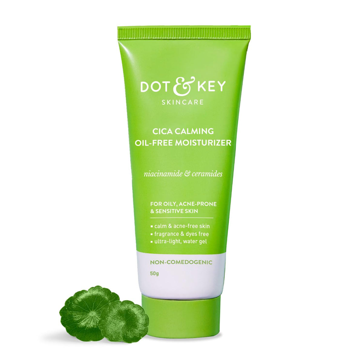DOT & KEY Cica + Niacinamide Oil Free Moisturizer For Acne Prone Skin Oil Free & Lightweight Fades Dark Spots & Blemishes, Soothes Redness Acne Cream For Oily Acne Prone & Sensitive Skin 50Gm