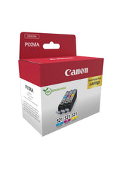 Canon CLI-521 C M Y Pack of 3 cartridges (Cyan Magenta Yellow) Genuine (Recycled Cardboard Multipack)