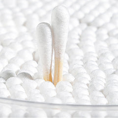 MOCUI Bamboo Cotton Swabs 500 Count - Biodegradable, Double-Tipped & Natural, Wooden Cotton Buds For Ears Makeup or Nails - Double-round Head (500 count)