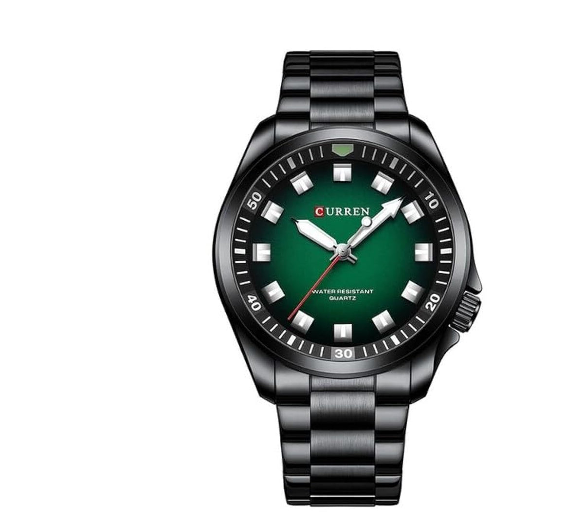 CURREN New Model CURREN-men's analog quartz wristwatches, stainless steel bracelet, luminous hand watch, simple, business, fashion brand, 8451 - BLACK GREEN