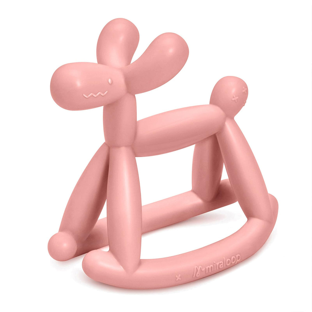 Miraloop Teething Toy for Baby 0-6, 12, 18 Months Infant, Jellydog Never Drop Food Grade Silicone Rocking Teether, Prevent Choking & Odorless, Less Dust and Hair Adhesion, Baby Gift - Pink