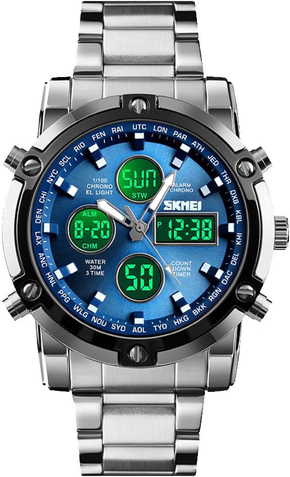 SKMEI Mens Wrist Watch, Waterproof Multi LED Business Watches for Men