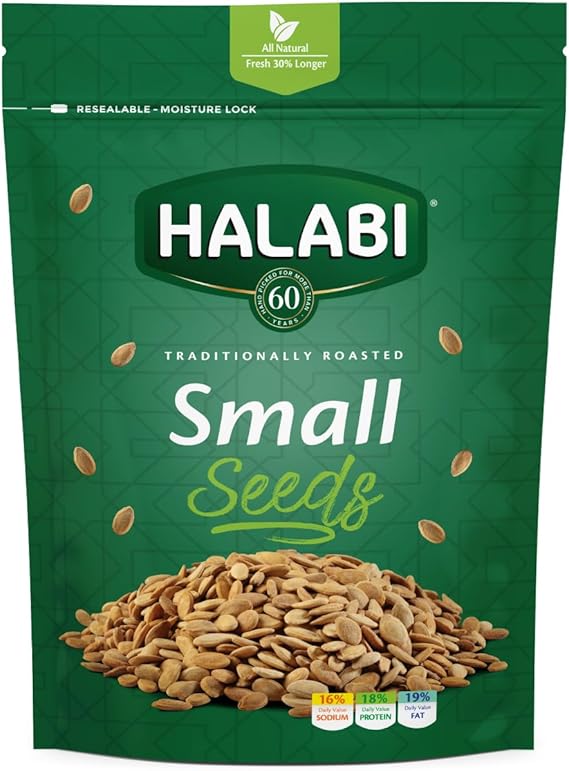 Halabi Traditionally Roasted Seeds , Egyptian Seeds , All Natural Ingredients Healthy Snacks Longer Freshness Resealable Bag - 70g