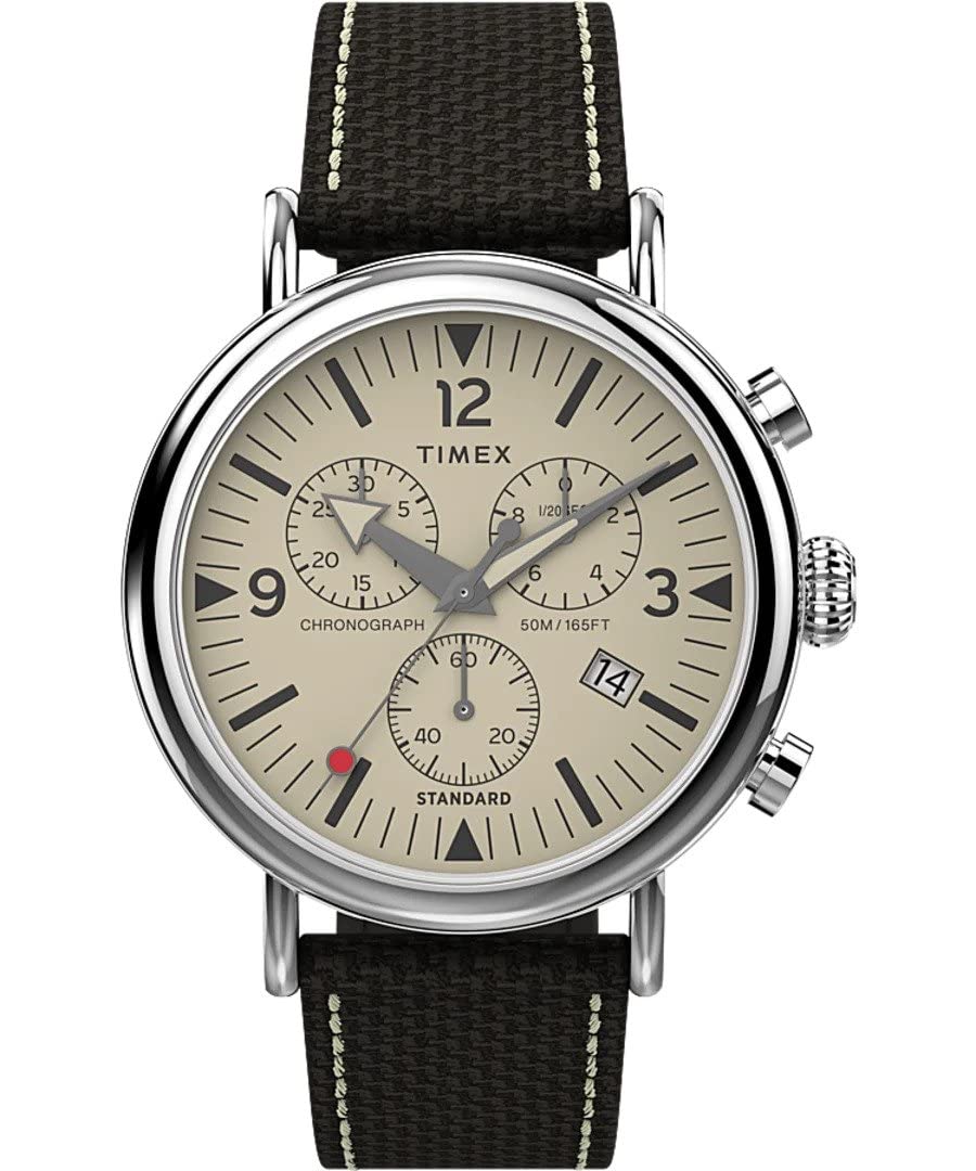 Timex Men Chronograph Watch with a Fabric Strap Standard Chrono - Brown