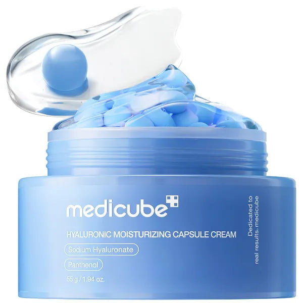 medicube Hyaluronic Acid Capsule Cream | 120H Long-Lasting Hydration, Barrier Care & Calming Daily Facial Moisturizer For All Skin Types With Hyaluronic Acid, Panthenol & Ceramides - 55g