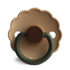 FRIGG Daisy Latex Pacifier 6-18 Months | Soothing Comfort Pacifiers with Click-Lock System | 1 Pack Natural Rubber Soothers | Food Safe with Timeless Elegance — Acorn