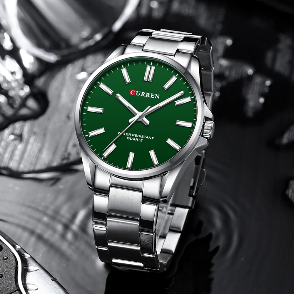 CURREN 9090 Watch for Couple Waterproof Men's Watches Fashion Women's Sports Watches Quartz Movement - SILVER GREEN