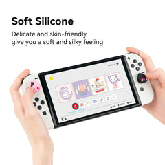 GeekShare Cute Silicone Game Console Thumb Grip Caps, Joystick Cover Compatible with Switch/OLED/Switch Lite,4PCS - Bunny & Kitty