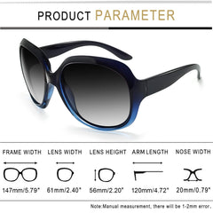 Joopin Polarized Sunglasses for Women, Ladies Big Frame Polarized Eyewear UV400 Protection Driving Fishing - Gradient Blue/Black