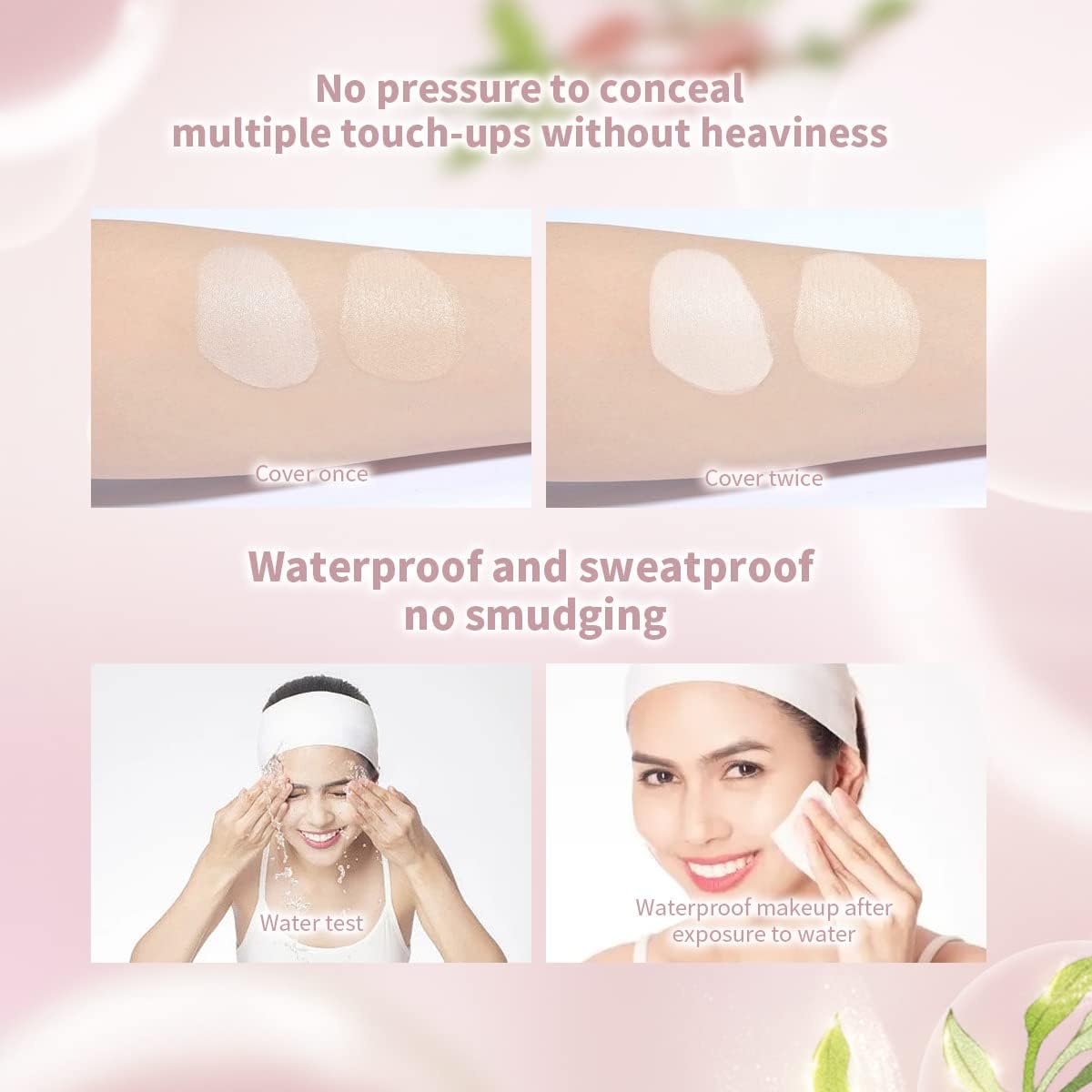 CATKIN PEACH BLOSSOM Skincare BB Cream Air Cushion Foundation, Matte Oil-control Concealer for All Skin Types, Refillable Foundation Makeup 13g*3 (C02)