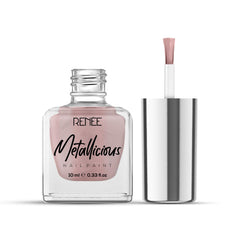 RENEE Metallicious Nail Paint - Silky Nude, Quick Drying, Metallic Finish, Long Lasting, Chip Resisting Formula with High Shine & Full Coverage, Acetone & Paraben Free, 10 Ml