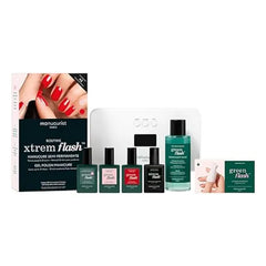 Manucurist New Green Flash Slim Gel Nail Polish Kit 36W LED Lamp with Base Coat+Top Coat Xtrem Flash+ 2 Colors Poppy Red Polish & Pale Pink Hortencia + Remover + Nail Clips