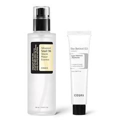 COSRX Advanced Skin Cycling Routine Snail 96% Power Mucin Essnce & Retinol 0.3% Cream, Anti aging & Hydrating Duo, Korean Skin Carre