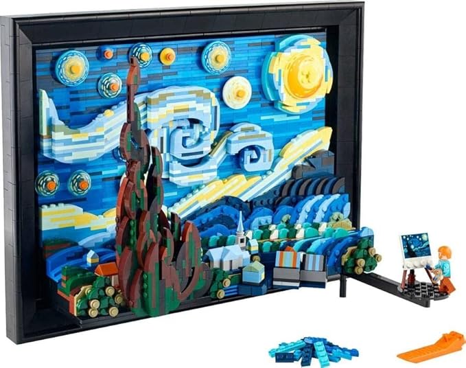 LEGO 21333 Ideas Vincent van Gogh - The Starry Night, Unique 3D Wall Art Home Décor Piece with Artist Minifigure, Creative Crafts Set for Adults