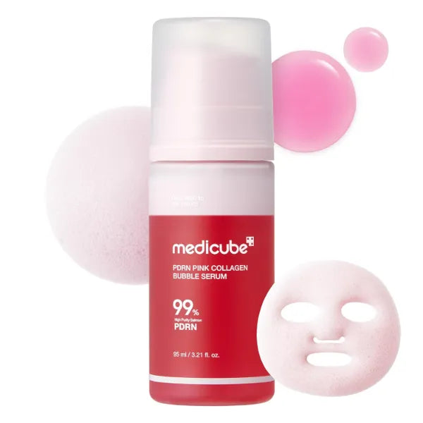 medicube PDRN Pink Collagen Bubble Serum | Bubble-to-Glow Firming Serum with 99% Purity PDRN & Low-Molecular Collagen | Lightweight, Fast-Absorbing Bubble Texture for Radiant, Plump Skin - 3.21 fl.oz