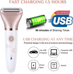 MIKUER Electric Razor for Women, Painless 2 in 1 Wet & Dry Lady Shaver for Women, Portable Waterproof Bikini Trimmer Body Hair Removal for Legs, Underarms, Armpit, Face