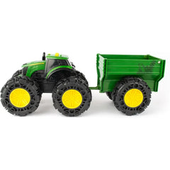 TOMY Monster Treads - John Deere Tractor Toy and Wagon - Includes Lights, Sounds, and Monster Truck Tires