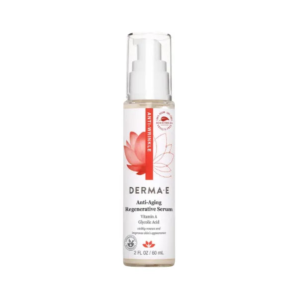 DERMA E Anti-Aging Regenerative Serum – Hydrating Day and Night Serum – Skin Renewing with Glycolic Acid and Vitamin A – Advanced Facial Skin Care Treatment, 2 fl oz