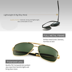 SUNGAIT Men's Polarized Square Aviator Sunglasses Durable Metal Frame for Fishing Driving Golf 100% UV Protection