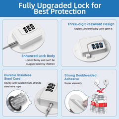 ELECDON Window Safety Locks Self Adhesive Window Restrictors for UPVC No Drilling Window Locks Child Safety Pet Window Restrictor Kids Window Safety Restrictors Password for Childproof White 1 Pack