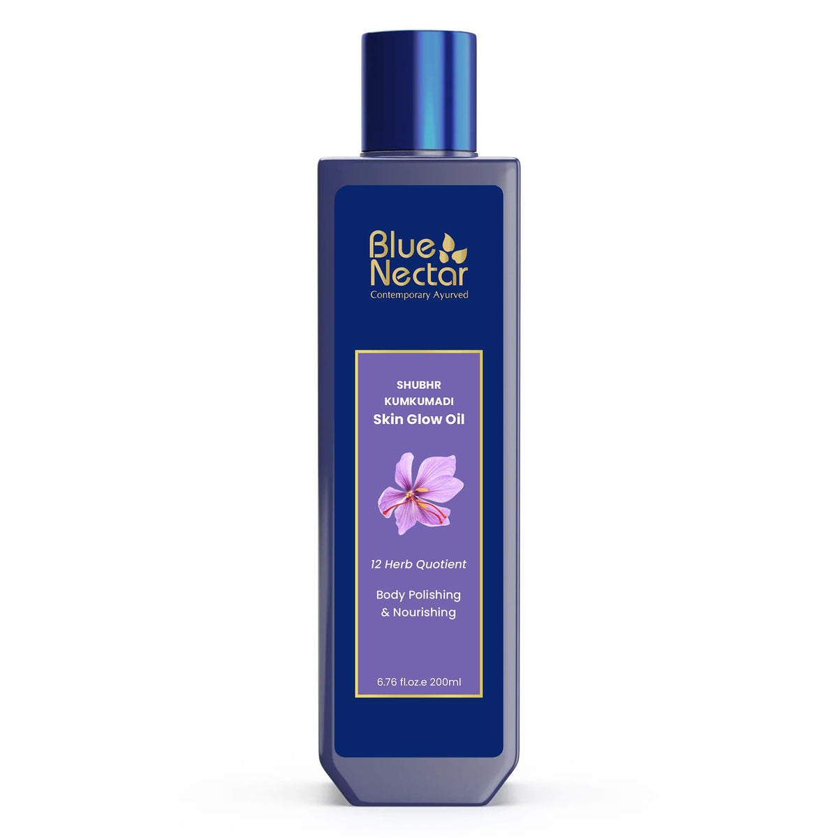 Blue Nectar Kumkumadi Body Oil for Glowing Skin | Moisturizing Oil for Dry Skin with Relaxing Aroma | Natural Body Oil for Women & Men (12Herbs, 200ml)