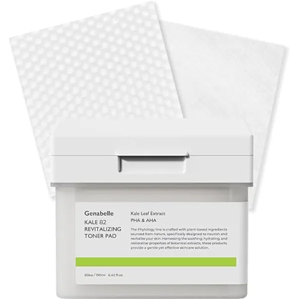 Genabelle Kale 82 Toner Pad - 60 Jumbo Sheets, AHA PHA Dead Skin Care Daily Hydrating Toner Pad exfoliating