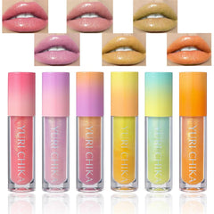 Azonee Lip Gloss Set, 6 PCS Long Lasting Lip Oil Light Lipgloss Set, Glitter Liquid Lip Gloss, Non Sticky, Hydrating Lip Oils With a High Shine Glossy Finish