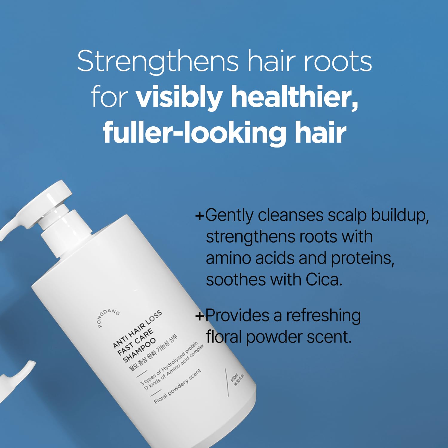 Anti Hair Loss Fast Care Hair Shampoo 16.90 fl. oz.(500ml)- Volumizing Shampoo for Damaged Thinning Hair and Hair Loss with 17 types of amino acids and protein complex | Fortifies & Strengthens Hair