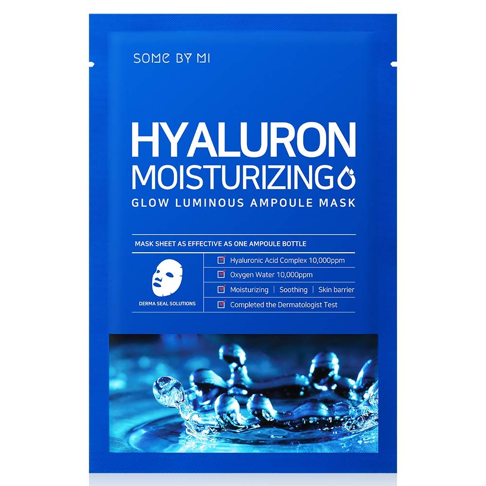 Some By Mi Glow Luminous Ampoule Mask, Hyaluron Moisturizing - 10 Sheets, 25 g Each