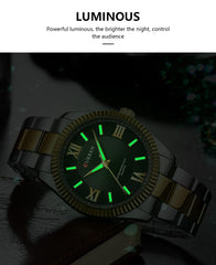 CURREN-Men's Stainless Steel Band Watch, Simple, Round Dial, Casual, Fashion, Water Resistant, Quartz, 8453 - T.T BLACK