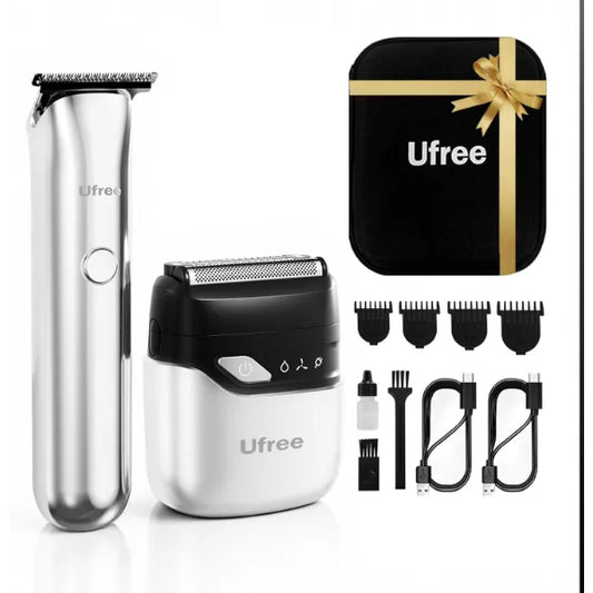 Ufree Beard Trimmer and Foil Shaver Kit, Electric Razors for Men, Precision T Blade Hair Trimmer, Waterproof Travel Shaver, Cordless Clippers Set for Mustache Facial Hair Cutting, Men Grooming Gifts