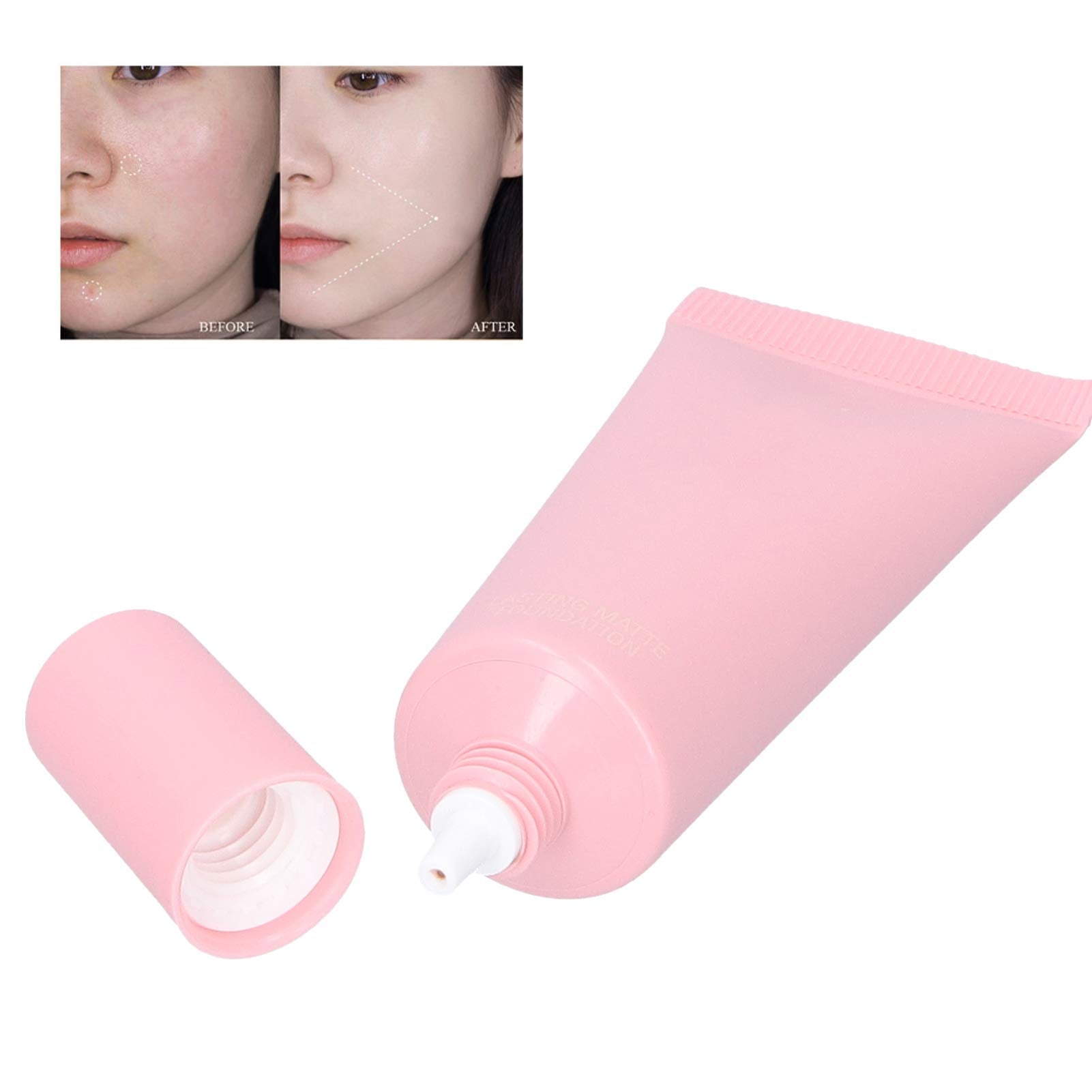 Liquid Foundation, Brighten Highlighting Waterproof Oil Control Concealer Cover Blemish Cosmetic Tool for Women Girls(B)