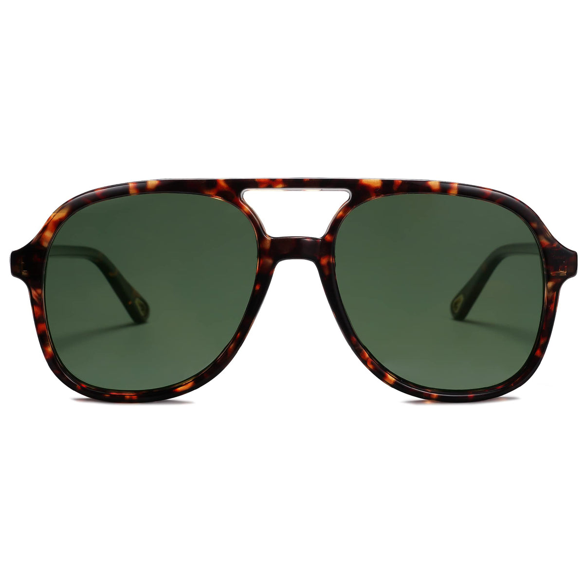 SOJOS Retro Vintage Polarized Sunglasses Double Bridge Brow Bar Square Aviators SJ2174