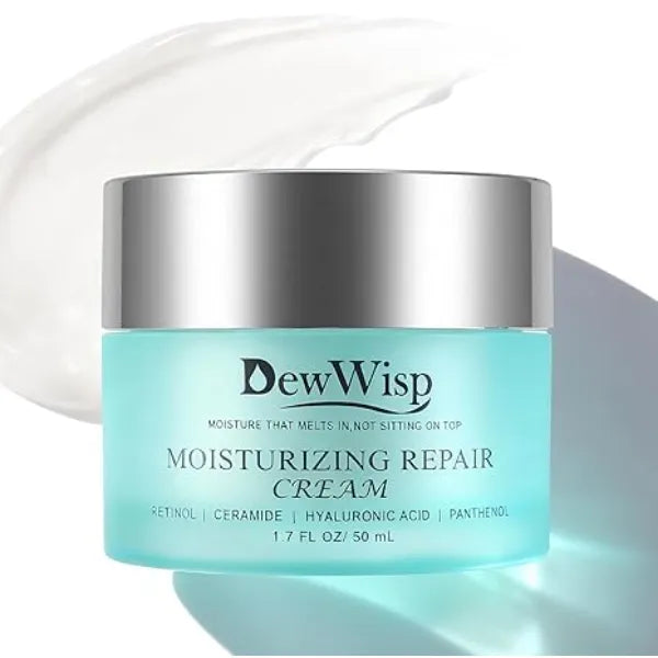 DewWisp Hydrating Face Cream with Retinol, Ceramides & Hyaluronic Acid, Lightweight Daily Moisturizer for Day & Night Use, 1.7 fl oz