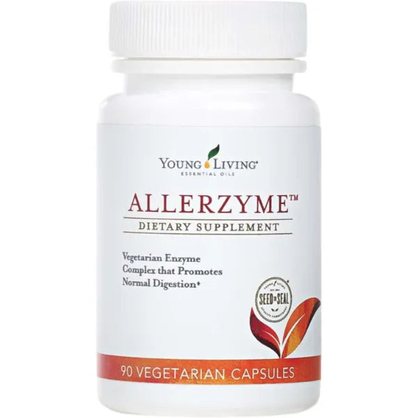 Young Living Allerzyme 90 ct Dietary Supplement Capsules Vegetarian Enzyme Complex with Tarragon and Ginger Premium Essential Oils for Digestive Support