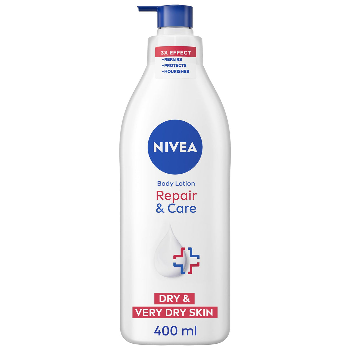NIVEA Body Lotion for Very Dry Skin, Repair & Care, with Deep Moisture Serum and Dexpanthenol, 72H Relief from Dry & Tight Skin - 400ml