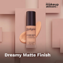 Pilgrim Medium Natural Almond Serum Liquid Foundation, Matte & Poreless,30 ml |Foundation for face make up infused |Water-Resistant,All Day Coverage|All SkinTypes