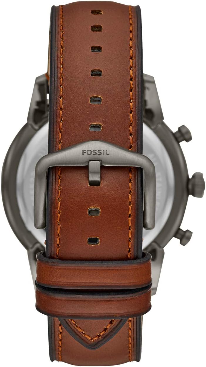 Fossil Watch for Men Townsman, Quartz Chronograph Movement, 44 mm Smoke Stainless Steel Case with a Leather Strap, FS5522