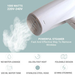 Travel Steamer for Clothes, Portable and Foldable Handheld Garment Steamer, Fast Heat-up, Steam Iron Fabric Wrinkle Remover with Brush and water cup for Home and Travel