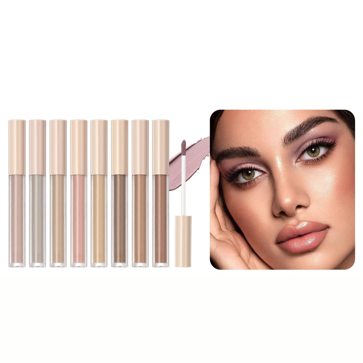 NALACAL 8 Colors Matte Liquid Eyeshadow Set, Neutral Naked Eyeshadow, Smooth Lightweight High-pigmented Cream Brown Eye Shadow Stick Quick-Drying Waterproof Long Lasting Eye Makeup