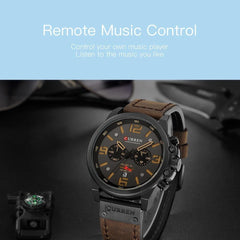 Curren 8314 Men Buckle Quartz Wristwatches Leather Strap Waterproof - Black