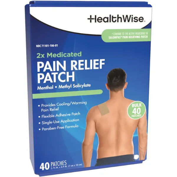 HealthWise 2X Medicated Pain Relief Patch, 40 Count