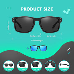 OJIRRU Polarized Sunglasses for Men Women Sports Sun Glasses Classic Rectangular Shades UV400 Protection for Men Women Sports Outdoor Driving Fishing Sunglasses