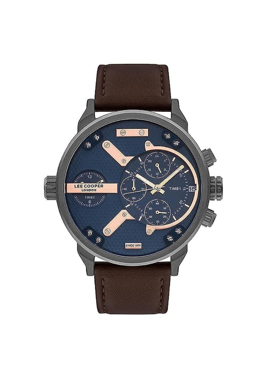 Lee Cooper Men's Quartz Movement Watch, Multi Function Display and Leather Strap - LC07491.092, Brown