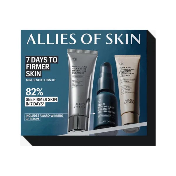 Allies of Skin 7 Days to Firmer Skin Kit | Clinical Anti-Aging Skincare Set | Cleanser, Moisturizer and Growth Factor Serum, Reduces Wrinkles & Sagging, Dermatologist-Tested