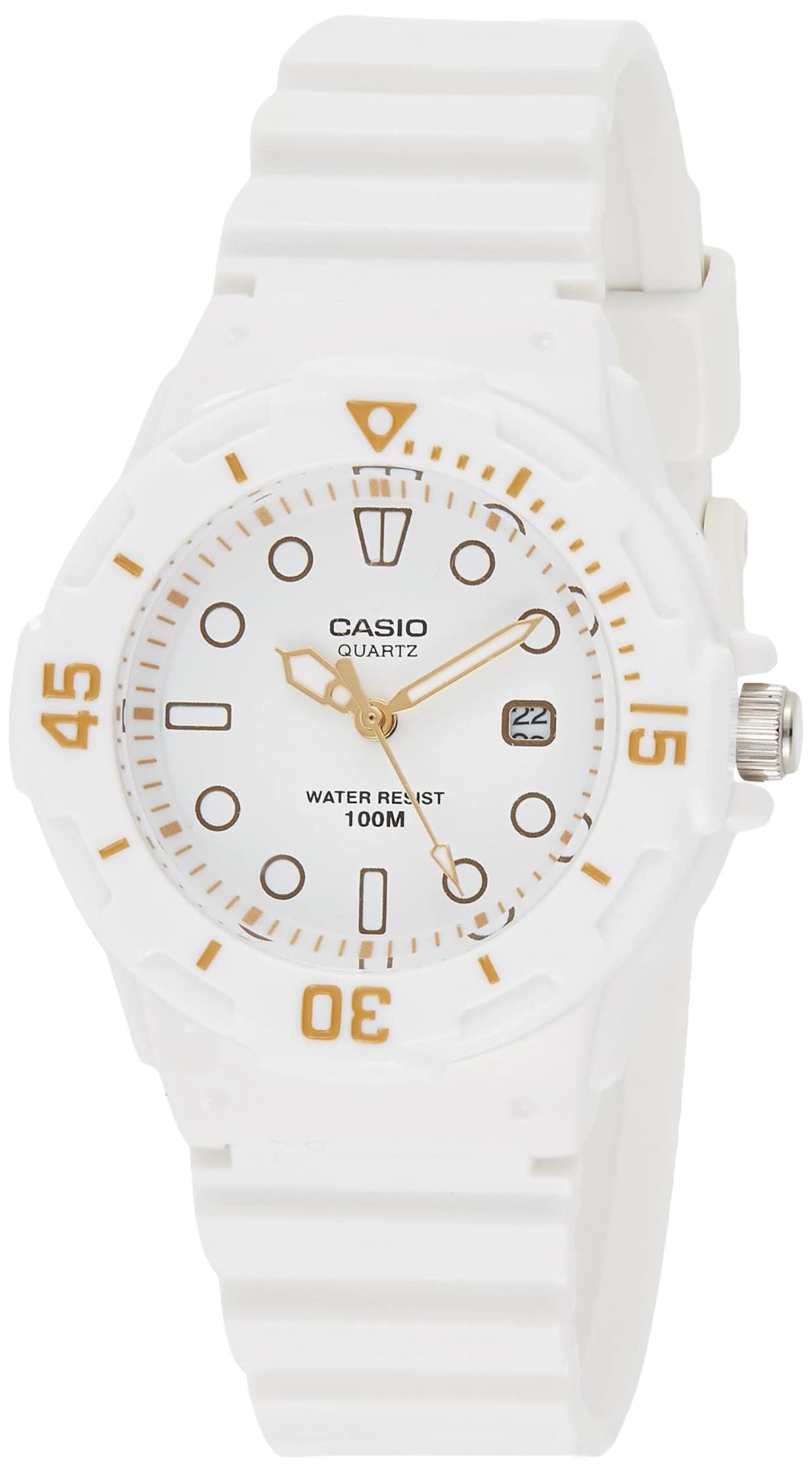 Casio Womens Quartz Watch, Analog Display and Resin Strap White/Gold White