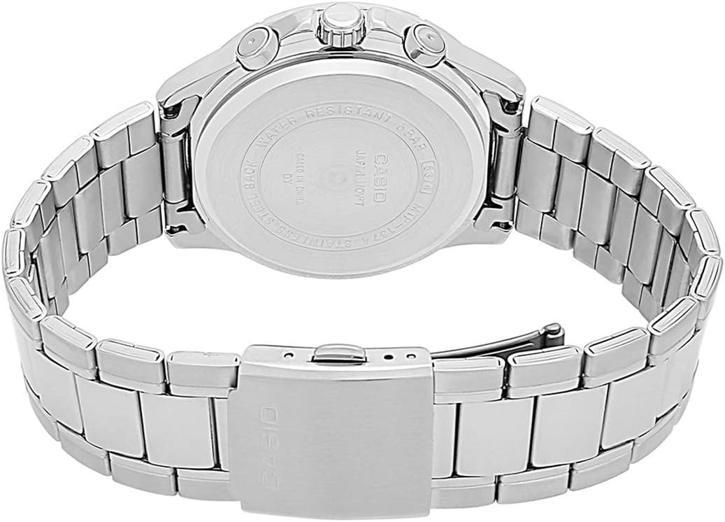 Casio Stainless Steel Analog Watch Silver/Black/Blue