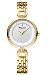 CURREN 052-Gold White Analog Watch - for Girls, Gold White, Free Size, Analog Watch - Gold